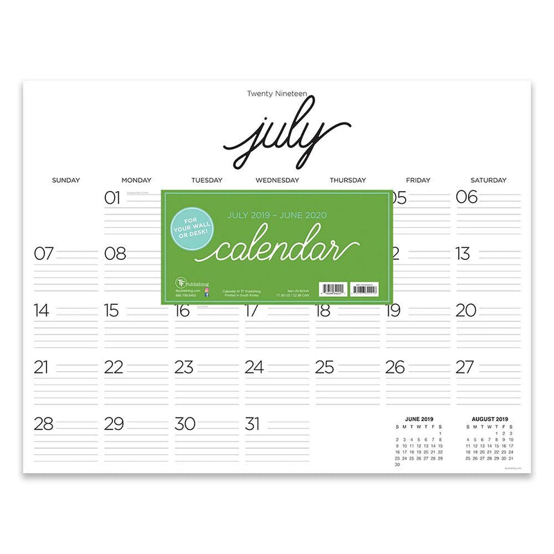 Farmhouse Script Calligraphy Large Desk Pad Monthly 2020 Calendar: July 2019 - June 2020 (Academic Year Desktop Calendar, Planning Blotter) Calendar – Desk Calendar, April by TF Publishing