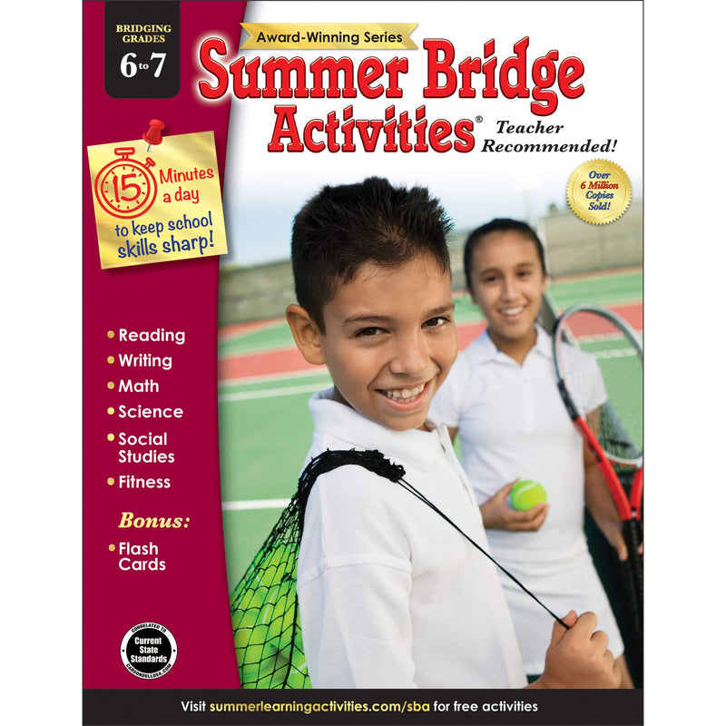 Summer Bridge Activities - Grades 6 - 7, Workbook for Summer Learning Loss, Math, Reading, Writing and More with Flash Cards Paperback – January by Summer Bridge Activities