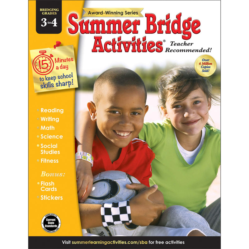 Summer Bridge Activities - Grades 3 - 4, Workbook for Summer Learning Loss, Math, Reading, Writing and More with Flash Cards and Stickers Paperback – January by Summer Bridge Activities