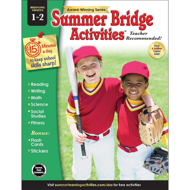 Summer Bridge Activities - Grades 1 - 2, Workbook for Summer Learning Loss, Math, Reading, Writing and More with Flash Cards and Stickers Paperback – Color, January by Summer Bridge Activities