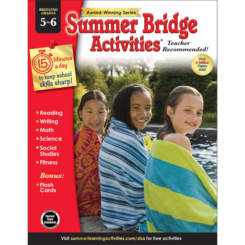 Summer Bridge Activities - Grades 5 - 6, Workbook for Summer Learning Loss, Math, Reading, Writing and More with Flash Cards Paperback – January by Summer Bridge Activities